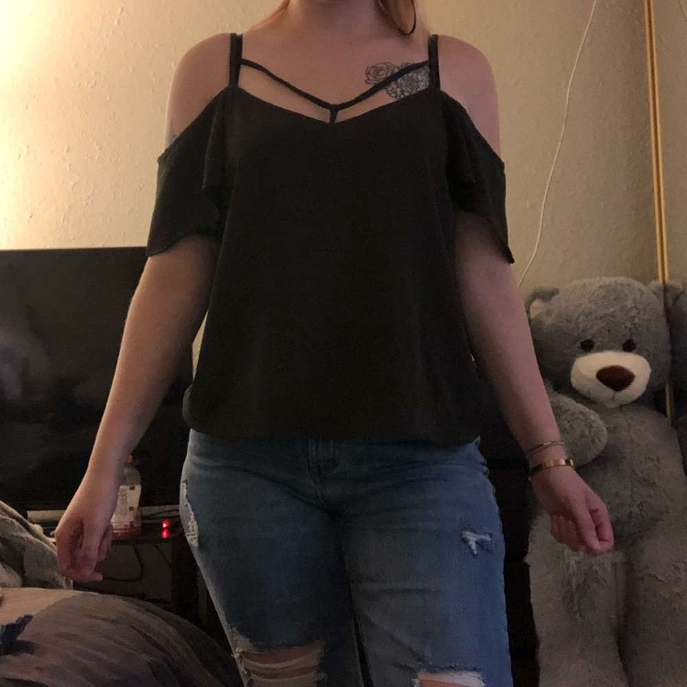 Green off the shoulder top